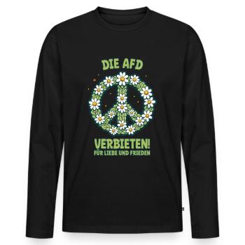 Sprüche gegen Rechts - AfD verbieten - Männer Premium Bio Langarmshirt - Schwarz - Vorne - Nico (187cm)