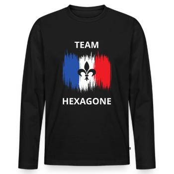 TEAM HEXAGONE FRANCE DRAPEAU - T-shirt manches longues Premium bio Homme - noir - Devant - Nico (187cm)