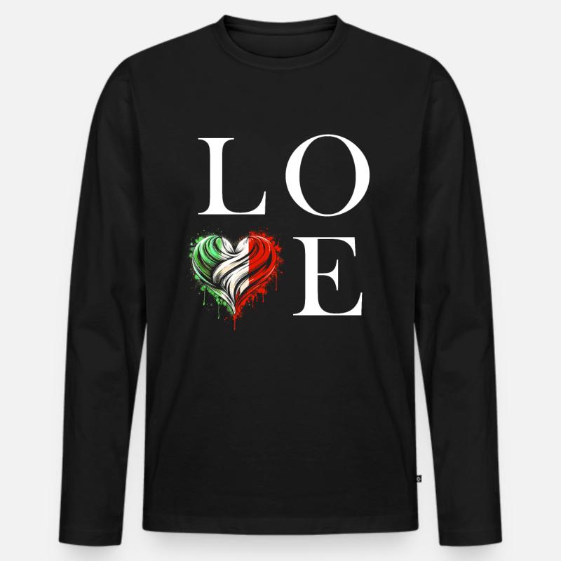 Love Italy - Männer Premium Bio Langarmshirt - Schwarz