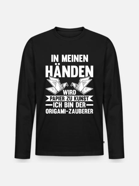 Japanese Folding Art Origami - Men's Premium Organic Long Sleeve Shirt - black
