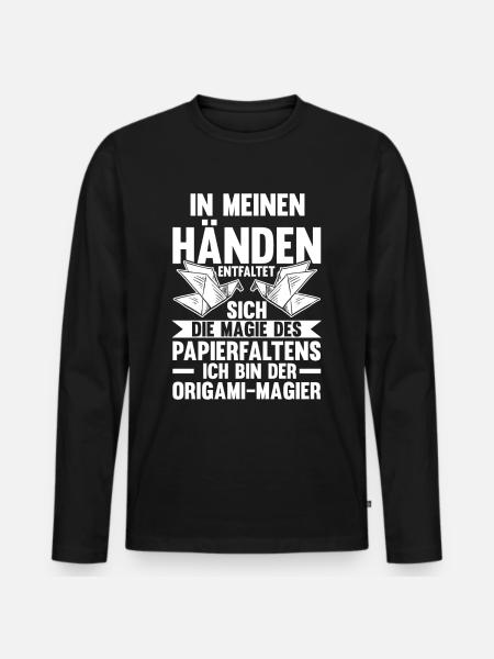 Japanese Folding Art Origami - Men's Premium Organic Long Sleeve Shirt - black