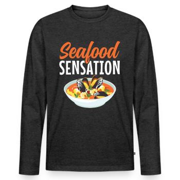 Cioppino Liebhaber Foodie Food Amerikanischer Meer - Männer Premium Bio Langarmshirt - Anthrazit meliert - Vorne - Nico (187cm)