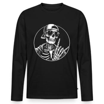 Musique Rock, Rocker, Skeleton, Festival de Heavy Metal - T-shirt manches longues Premium bio Homme - noir - Devant - Nico (187cm)