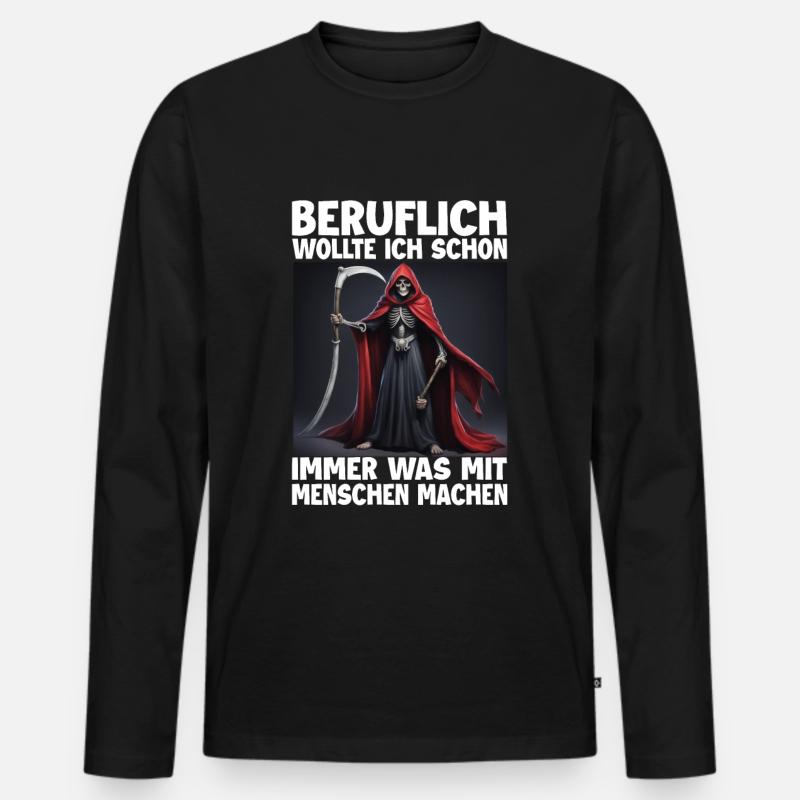 Sensenmann - Männer Premium Bio Langarmshirt - Schwarz