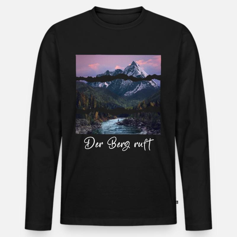der berg ruft - Männer Premium Bio Langarmshirt - Schwarz