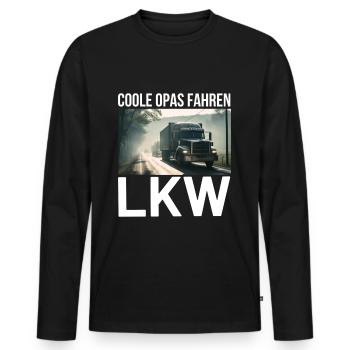 Coole Opas fahren LKW - Männer Premium Bio Langarmshirt - Schwarz - Vorne - Nico (187cm)