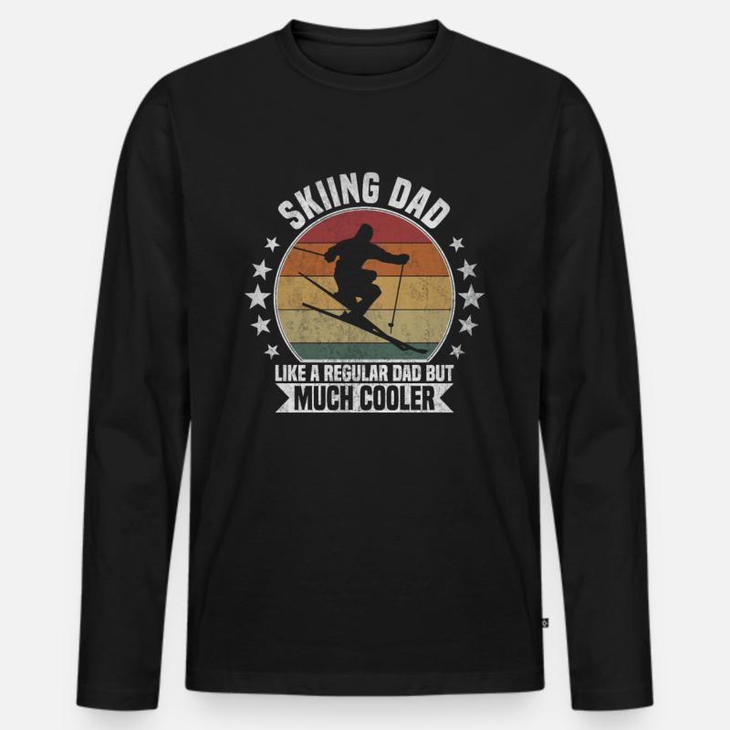 Skiing dad Ski - Männer Premium Bio Langarmshirt - Schwarz