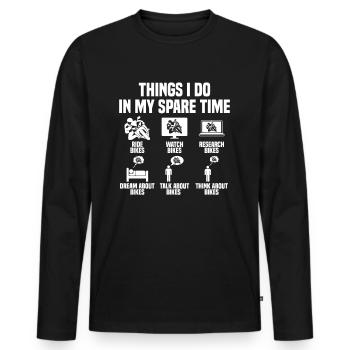 Dinge, die ich in meiner Freizeit mache Motorrad - Männer Premium Bio Langarmshirt - Schwarz - Vorne - Nico (187cm)