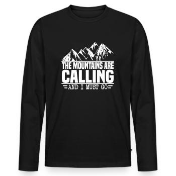 The mountains are calling, I've got to go, mountaineers - Men's Premium Organic Long Sleeve Shirt - black - Front - Nico (187cm)