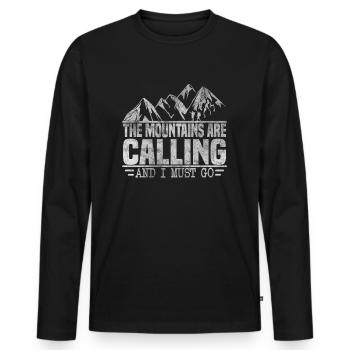 The mountains are calling, I've got to go, mountaineers - Men's Premium Organic Long Sleeve Shirt - black - Front - Nico (187cm)