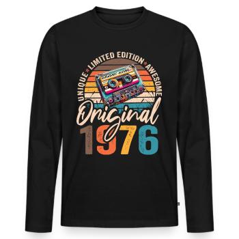 Vintage geboren 1976 Geburtstag Original 1976 - Männer Premium Bio Langarmshirt - Schwarz - Vorne - Nico (187cm)