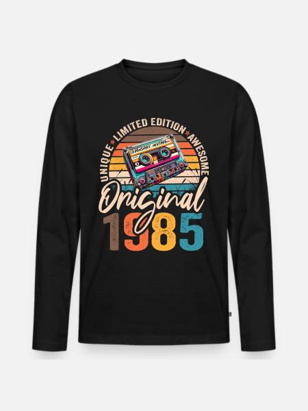 Vintage geboren 1985 Geburtstag Original 1985 - Männer Premium Bio Langarmshirt - Schwarz