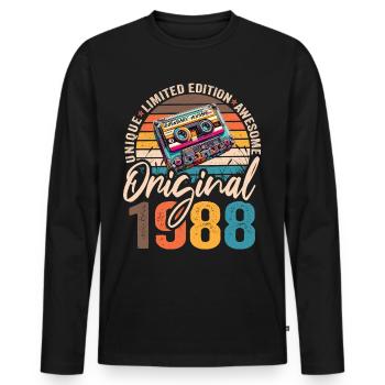 Vintage Né 1988 Anniversaire Original 1988 - T-shirt manches longues Premium bio Homme - noir - Devant - Nico (187cm)