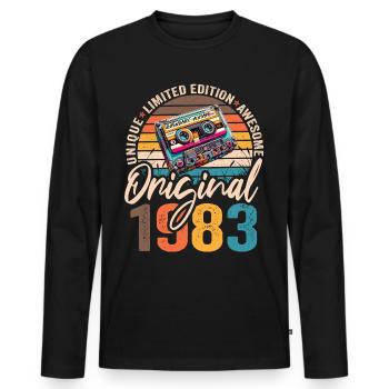 Vintage geboren 1983 Geburtstag Original 1983 - Männer Premium Bio Langarmshirt - Schwarz - Vorne - Nico (187cm)