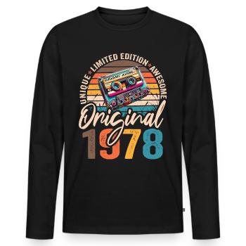 Vintage geboren 1978 Geburtstag Original 1978 - Männer Premium Bio Langarmshirt - Schwarz - Vorne - Nico (187cm)