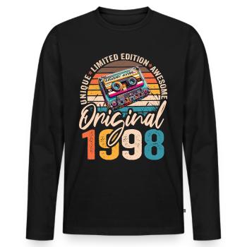 born 1998 Birthday Original year 1998 - Men's Premium Organic Long Sleeve Shirt - black - Front - Nico (187cm)