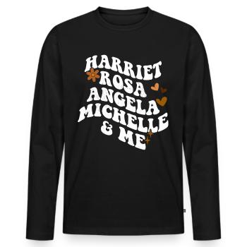 Retro Groovy Melanin Pride Harriet Pink Angela - Men's Premium Organic Long Sleeve Shirt - black - Front - Nico (187cm)