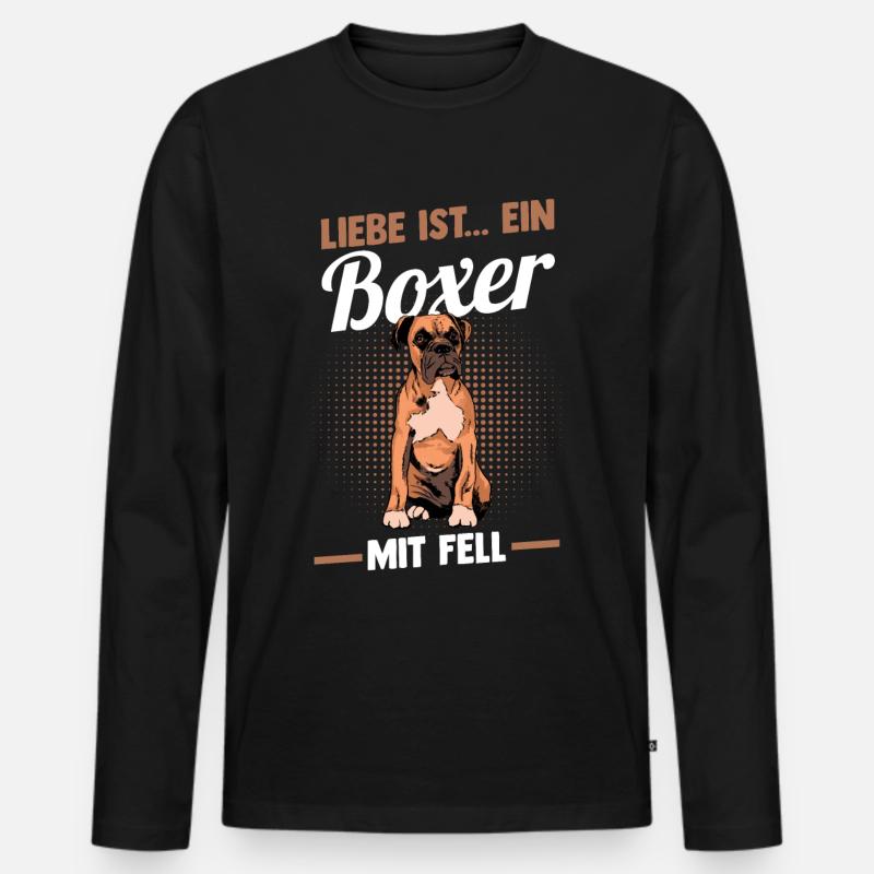 Hund Deutscher Boxer - Männer Premium Bio Langarmshirt - Schwarz