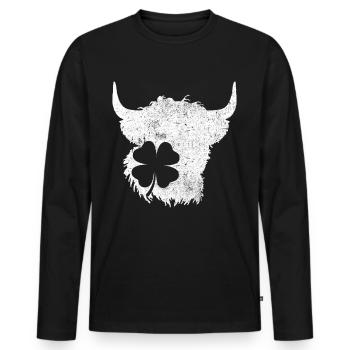 Shamrock Highland Cow - Men's Premium Organic Long Sleeve Shirt - black - Front - Nico (187cm)