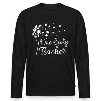 One Lucky Teacher - Männer Premium Bio Langarmshirt - Schwarz - Vorne - Nico (187cm)