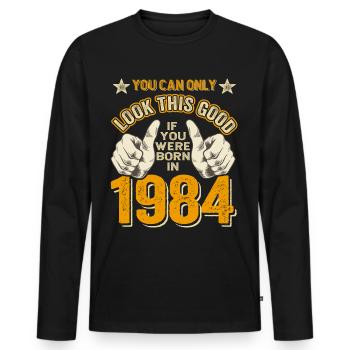 40. Geburtstag Jahrgang 1984 geboren 1984 - Männer Premium Bio Langarmshirt - Schwarz - Vorne - Nico (187cm)