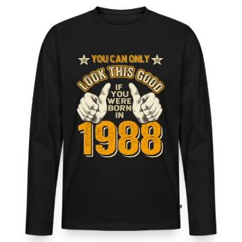 Birthday 1988 Born in 1988 born in 1988 - Men's Premium Organic Long Sleeve Shirt - black - Front - Nico (187cm)