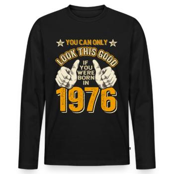 Geburtstag 1976 Jahrgang 1976 geboren 1976 - Männer Premium Bio Langarmshirt - Schwarz - Vorne - Nico (187cm)