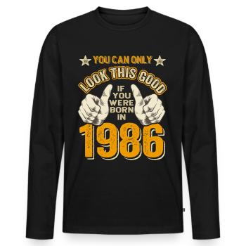 Anniversaire 1986 Né en 1986 né en 1986 - T-shirt manches longues Premium bio Homme - noir - Devant - Nico (187cm)