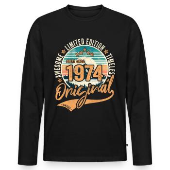 Millésime 1974 50e anniversaire Original 1974 - T-shirt manches longues Premium bio Homme - noir - Devant - Nico (187cm)