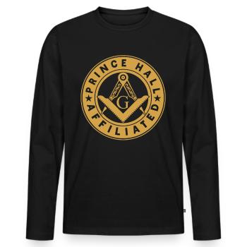 Freimaurer Winkel & Zirkel FREEMASON Prince Hall - Männer Premium Bio Langarmshirt - Schwarz - Vorne - Nico (187cm)