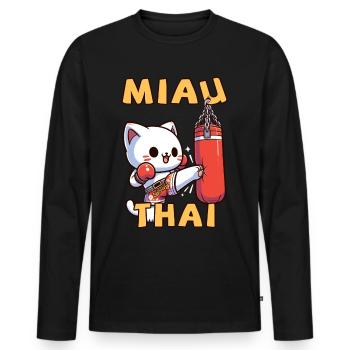 Muay Thai Boxing, Thai Boxing Kickboxen Miau Thai - Männer Premium Bio Langarmshirt - Schwarz - Vorne - Nico (187cm)