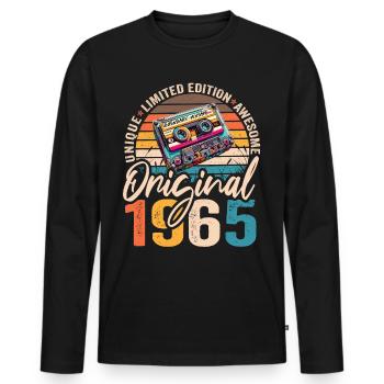 Vintage 1965 59e anniversaire Cassette 1965 - T-shirt manches longues Premium bio Homme - noir - Devant - Nico (187cm)