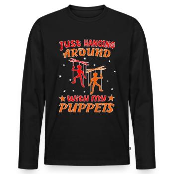 Puppeteers and marionettes for puppet shows - Men's Premium Organic Long Sleeve Shirt - black - Front - Nico (187cm)