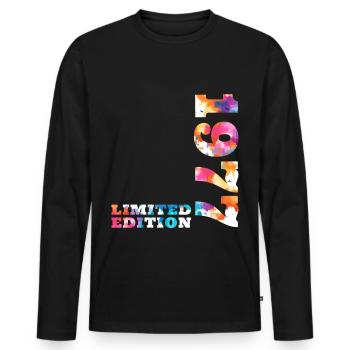 Colorful Birthday Limited Edition 1977 - Men's Premium Organic Long Sleeve Shirt - black - Front - Nico (187cm)