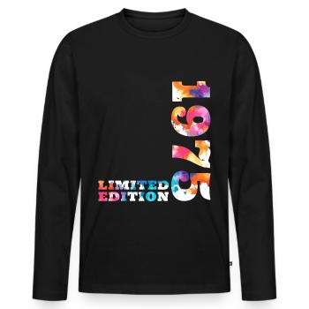 Colorful Birthday Limited Edition 1975 - Men's Premium Organic Long Sleeve Shirt - black - Front - Nico (187cm)