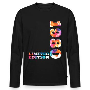 Anniversaire coloré édition limitée des années 1980 - T-shirt manches longues Premium bio Homme - noir - Devant - Nico (187cm)