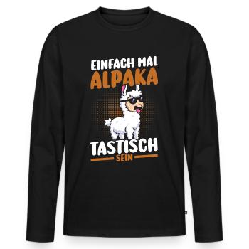 Alpaka - Männer Premium Bio Langarmshirt - Schwarz - Vorne - Nico (187cm)