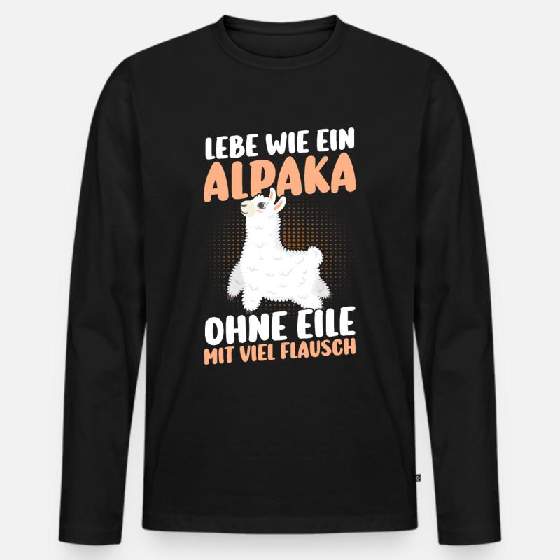 Alpaka - Männer Premium Bio Langarmshirt - Schwarz