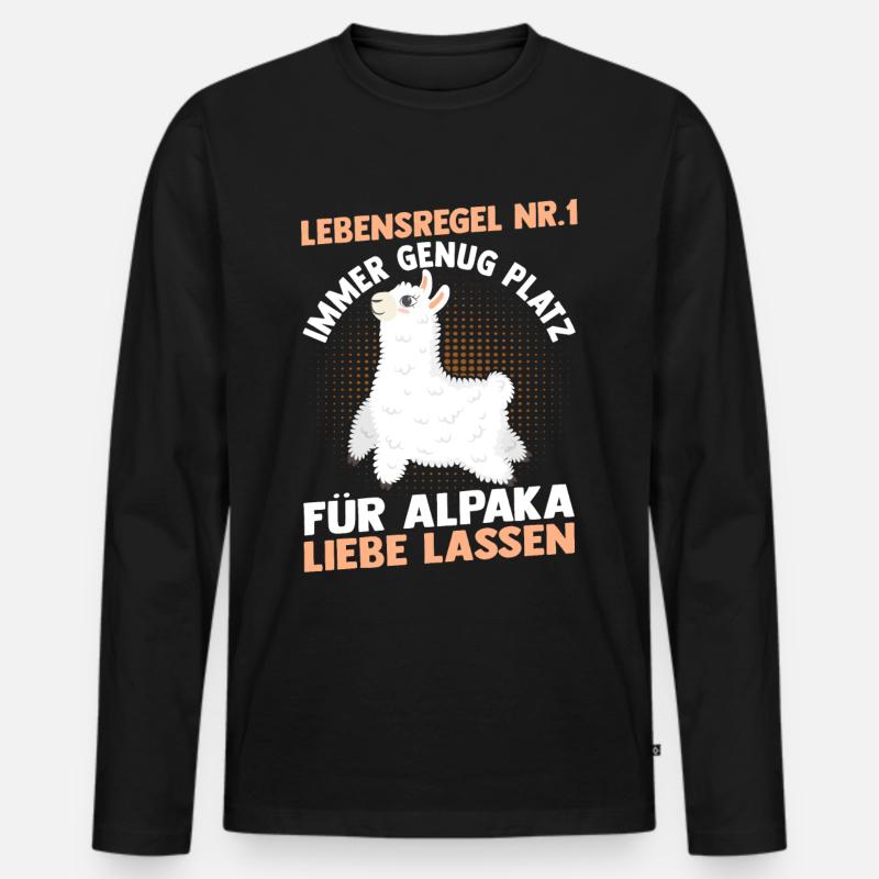 Alpaka - Männer Premium Bio Langarmshirt - Schwarz
