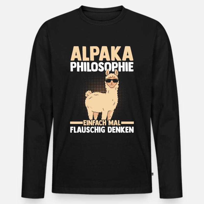 Alpaka - Männer Premium Bio Langarmshirt - Schwarz