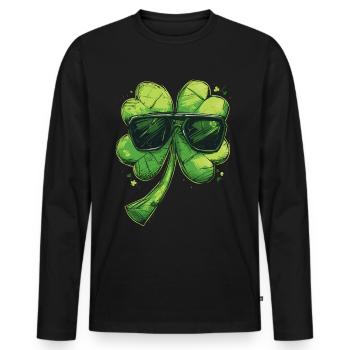 Shamrock Lunettes de soleil Shamrock Saint Patrick - T-shirt manches longues Premium bio Homme - noir - Devant - Nico (187cm)
