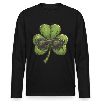 Shamrock Shamrock Lunettes de soleil Saint Patrick - T-shirt manches longues Premium bio Homme - noir - Devant - Nico (187cm)