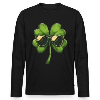 Lunettes de soleil Shamrock de la Saint-Patrick Shamrock - T-shirt manches longues Premium bio Homme - noir - Devant - Nico (187cm)