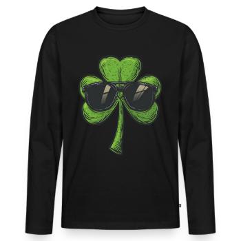 Saint Patricks day Kleeblatt Sonnenbrille Shamrock - Männer Premium Bio Langarmshirt - Schwarz - Vorne - Nico (187cm)