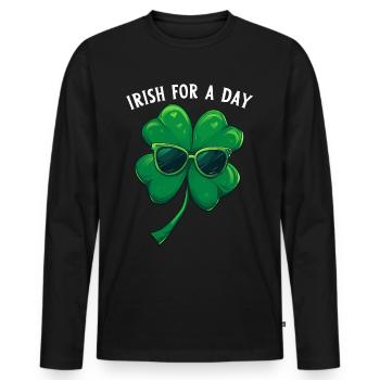 Irlandais d’un jour Kleeblatt Saint Patrick Shamrock - T-shirt manches longues Premium bio Homme - noir - Devant - Nico (187cm)