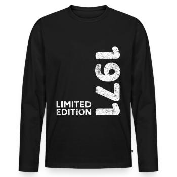 Anniversaire 1971 Edition Limitée Millésime 1971 - T-shirt manches longues Premium bio Homme - noir - Devant - Nico (187cm)