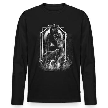 Hirsch Wald Kreatur Tod Horror Halloween Monster - Männer Premium Bio Langarmshirt - Schwarz - Vorne - Nico (187cm)