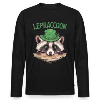 Lepraccoon Kobold Waschbär Saint Patrick Irisch - Männer Premium Bio Langarmshirt - Schwarz - Vorne - Nico (187cm)
