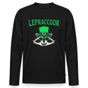 Lepraccoon Funny Irisch Saint Patrick Kobold - Männer Premium Bio Langarmshirt - Schwarz - Vorne - Nico (187cm)