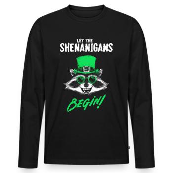 Let The Shenanigans Begin! Raccoon Irish - Men's Premium Organic Long Sleeve Shirt - black - Front - Nico (187cm)
